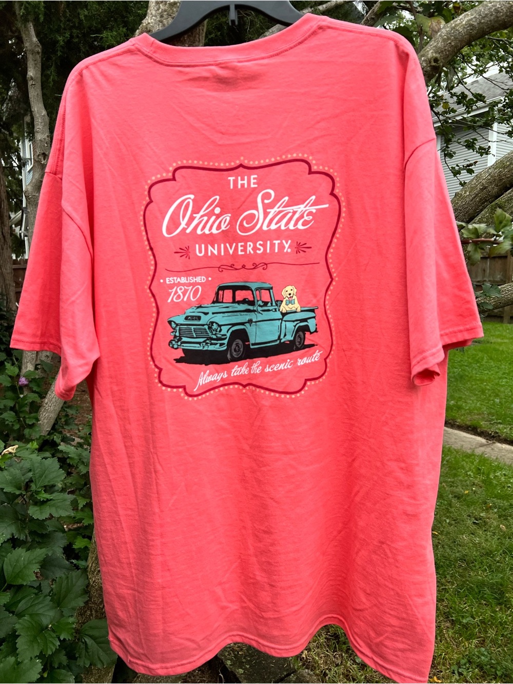 NWOT Womens 2XL Hanes 100% cotton tshirt OSU Buckeyes Ohio State Dog Truck Team